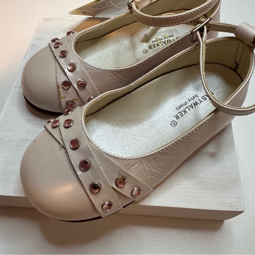 Pink Leather Kids Shoes with Ankle Strap